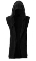 GIVON Unisex Sleeveless Hooded Cardigan Size Medium Color Black - £38.76 GBP