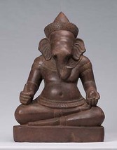 Ganesh - Antico Bayon Stile Seduta Beige Ganesha Statua - 40cm/40.6cm - $1,843.58