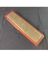 Antique CW Le Count Metal &amp; Wood Cribbage Board With c.1960s Deck Of Cards - £75.17 GBP
