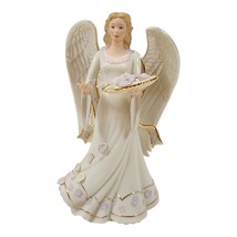 LENOX HEAVENLY FAITH ANGEL Figurine With Flower Dish And Gold Trim JL572 - $29.99