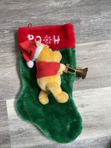 Winnie the Pooh plush with horn Christmas stocking Red Green Yellow - £7.85 GBP