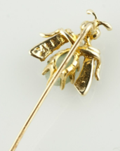 14k Yellow Gold Jade Cabochon Bee Fly Pin with Seed Pearls Gorgeous! - $445.49