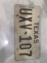 Vintage Texas License Plate UXV 107 Expired Black &amp; White - £7.89 GBP
