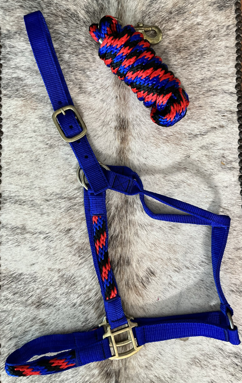 Halter lead inset blue red