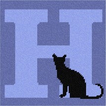Pepita Needlepoint Canvas: Letter H Black Cat, 7&quot; x 7&quot; - £39.82 GBP+