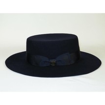Mens Autralian Wool Boater Hat Wide Brim BRUNO CAPELO ZAYDEN ZA336 Navy Blue image 4