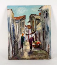 Untitled Street Scene (1966) by S. Raphael Oil Painting on Board, 20x16 - $1,978.03