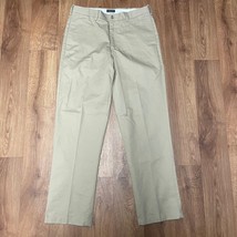 Lands End Mens Khaki Traditional Fit Chino Pants Size 34W x 33L Cotton Tan - £20.99 GBP