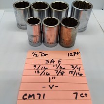 (7) Craftsman 1/2&quot; Dr V Series 12 Pt Sockets - 1&quot; to 9/16&quot; SAE Vtg - $29.98
