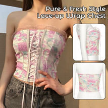 Women Vintage French Lace Ruffle Lace Up Corselet Waist Cincher Bustier Top - £9.52 GBP