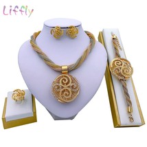 Nigerian Party Fashion Jewelry Sets Round Necklace Tassel Bracelet Elegant Women - £19.67 GBP