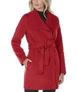 NEW Tahari Women Deep Red Wing Collar Belted Mid-Length Wool Wrap Coat J... - £85.26 GBP