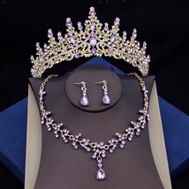 2022 New Crystal Earrings Bride Necklace Sets Waterdrop Bridal Jewelry Sets for  - £36.52 GBP