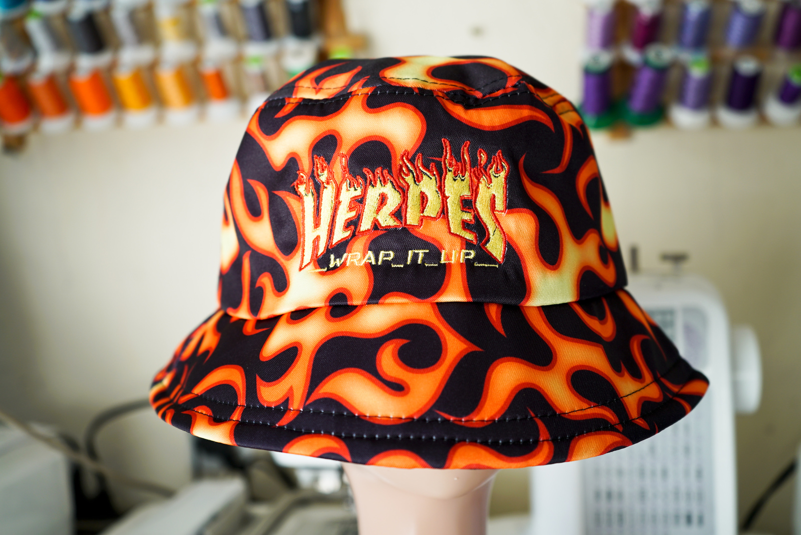 Thrasher x Herpes Embroidered Flame Bucket Hat