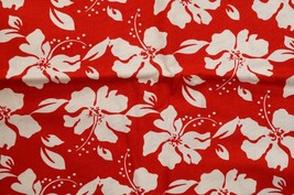 Sewing Cotton Quilting Fabric Red White Tropical Floral Hancock Cookies ... - $14.84
