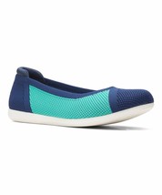 NEW Clarks Cloudsteppers Carly Wish Navy Marine Blue Flats 9.5 M - FREE SHIPPING - £30.37 GBP