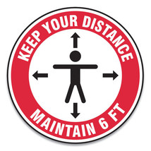 GN1 17 in. Slip-Gard Social Distance Floor Signs - Red &amp; White - $87.59