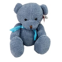 Gitzy Blue Teddy Bear Polka Dot Ribbon 160120 9.5&quot; New - $24.74