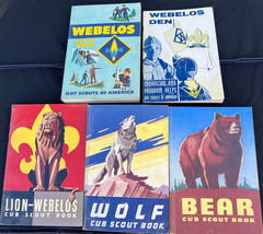 5 VINTAGE Cub Scout Books Wolf Bear Lion 1954 Soft Cover BSA Boy Scout Handbooks - £7.59 GBP