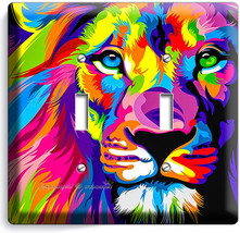 Colorful Lion Abstract Art 2 Gang Light Switch Wall Plate Covers Room Home Decor - £10.41 GBP