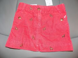Crewcuts Red Corduroy Embroidered Horse Skirt Size 2 Girl's NEW - $25.20