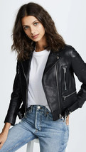 Stylish Genuine Lambskin Leather Jacket Black Woman&#39;s Handmade Biker Mot... - £83.93 GBP