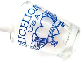 Michigan USA Ink Blue Heart Wings Shot Glass Man Cave Bar Novelty Souvenir  - £14.23 GBP