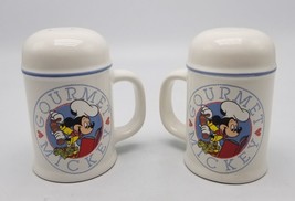 Treasure Craft Pottery Disney GOURMET MICKEY Ceramic Salt &amp; Pepper Shakers 1990s - $26.62