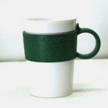 Starbucks 2008 White Ceramic 12 oz Coffee Mug Cup Green Embossed Rubber ... - £23.45 GBP