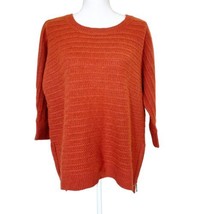Garnet Hill Lambswool Angora Blend Side Zip Sweater Terracotta Orange Si... - £33.51 GBP