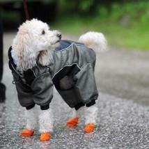 Dog Cat Orange Silicone Protective Waterproof 4Pcs Raining Boot Size Medium - £7.60 GBP