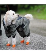Dog Cat Orange Silicone Protective Waterproof 4Pcs Raining Boot Size Medium - £7.56 GBP