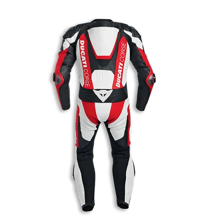 CUSTOMIZED DUCATI CORSE RED &amp; BLACK MOTORCYCLE LEATHER 1&amp;2 PIECES SUIT C... - $229.00