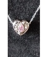 Collana piccola vintage anni 90 in 925 con cuore di zirconi rosa sterlin... - $120.76 CAD