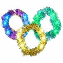 Led Light Up Led Flashing Lei Mardi Gras Necklace Party Blinking Grass Floral - £4.75 GBP
