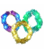 LED LIGHT UP LED FLASHING LEI MARDI GRAS NECKLACE PARTY BLINKING GRASS F... - €5,16 EUR