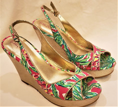 Lilly Pulitzer Platform Wedge Sandals Size-8M Multicolor - $49.98