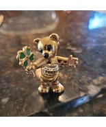 Teddy Bear Mini Figurine with Four Leaf Clover Cut Crystal - $69.95