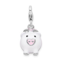 Amore La Vita Silver  Polished 3-D Enameled Pig Charm with Fancy Lobster... - $1,531.56 MXN