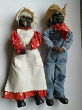 Wire Folkart African American Black Grandma Grandpa Handmade Doll Set OOAK - £148.59 GBP