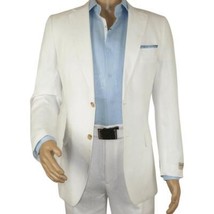 Mens Summer Linen Suit Apollo King Half Lined 2 Button European LN6 White Party image 3
