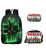 Roblox Backpack Package Series Schoolbag Lunch Box Pen Case Green Light - £47.89 GBP