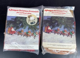 Santa Reindeer Kit Christmas Felt Pompon Ornaments Pom-o-Craft Vintage (2) - £15.55 GBP