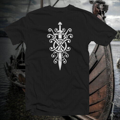 Sword Knotwork #1 COTTON T-SHIRT Norse Viking Rune Saxon Ward Magic Pagan Symbol