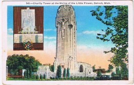 Postcard Charity Tower Shrine Of The Little Flower Detroit Michigan - $4.94