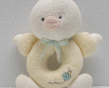 Vintage Carters Duck Chick Ring Rattle White Yellow Plush Snail Bow - £35.97 GBP