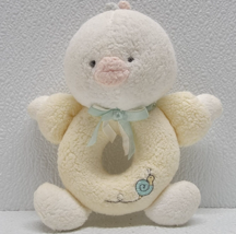 Vintage Carters Duck Chick Ring Rattle White Yellow Plush Snail Bow - £35.80 GBP
