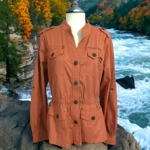 Dressbarn Utility Jacket Small Rust Woodland Studs Farm Rustic Safari St... - $24.73