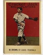 M Brown 1915 Cracker Jack Card #32 Reprint 18/24 St Louis Federals 1993 - £19.51 GBP