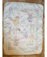 Baby Toddler Blanket Handmade Cross Stitch Animals Farm Veggies &quot;MATTHEW... - £15.94 GBP